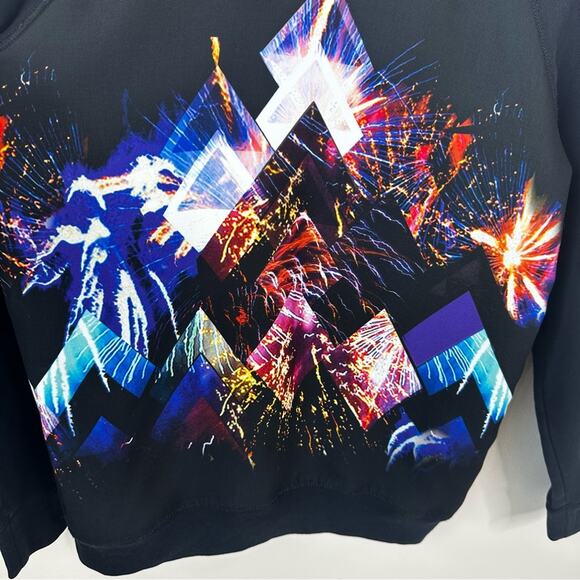 SANDRO Sweater Womens 2- Medium Black Geometric Graphic Cotton Crewneck Pullover - Picture 2 of 6